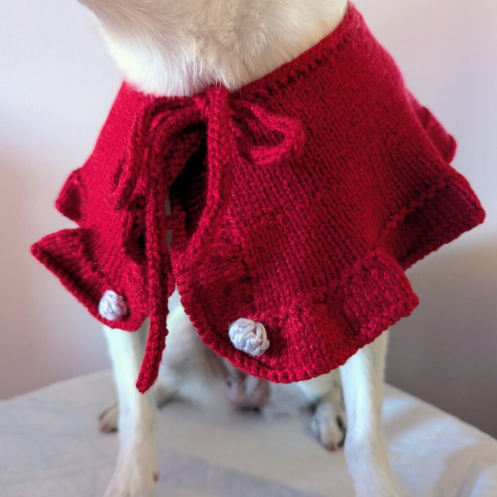 Dog pet handmade handknitted collar costume sweater M - Picture 4 of 11